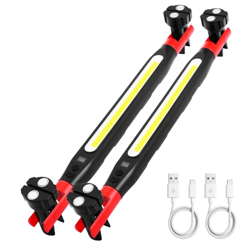 Work Light for Mechanic, 1000LM & 2500 mAh LED Work Light Bar Rechargeable Magnetic Underhood Works Light with Hooks for Car Repairing/Inspection/Garage/Workshop/Emergency (2)