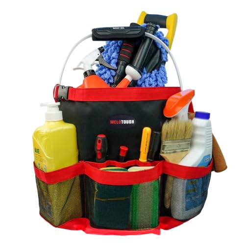 MELOTOUGH Bucket Car Wash Tool Organizer for Garden Tools Fit 3.5 to 5 Gallon Bucket (Red) - color: Red