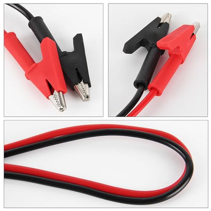Dual-Ended Crocodile Alligator Clips 15A Test Lead Wire Cable with Insulated Clips 3.3ft/1m Flexible Copper Clamps for Electrical Testing - color: 1set dual-ended clip