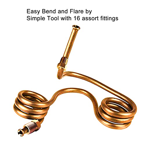 MuHize Brake Line Tubing Kit 3/16 + 1/4" 25Ft Copper Coated Alloy Steel | Anti-Rust, Dual Size 3/16 & 1/4" Roll, for Cars Trucks SUV, Hydraulic Fuel & Transmission Line Replacement - color: Gold