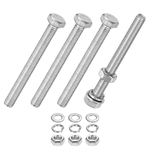 M METERXITY 4-Pack Hex Head Screw Bolt with Nuts Flat & Lock Washers M5x50mm Stainless Steel Bolts and Nuts Kit Fully Threaded Metric Bolt Assortment for Equipment/Machinery - size: M5 x 50mm
