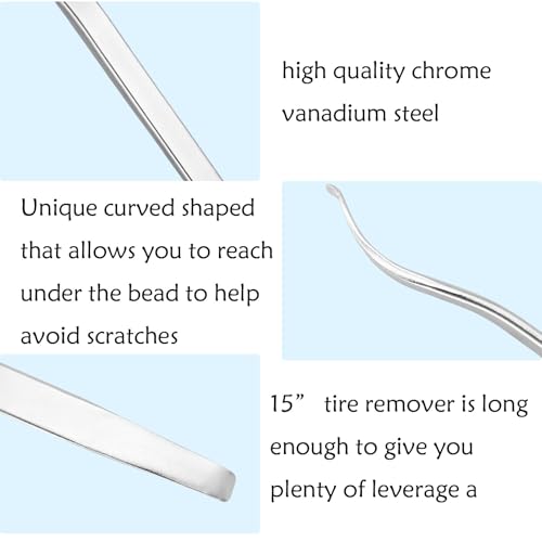 15" Curved Tire Iron,Tire Spoon Lever Dirt Bike Lawn Mower Motorcycle Tire Changing Tools with 2 Rim Protectors 10 Valve Caps Set