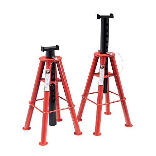 Sunex 1410 10-Ton, High Height, Pin Type, Jack Stands, Pair & Big RED T46002A Torin Steel Jack Stands: Double Locking, 6 Ton (12,000 lb) Capacity, Red, 1 Pair