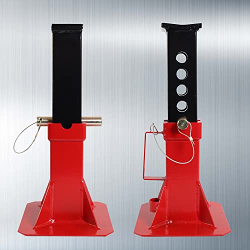 TCE ATZ120005U Torin Heavy Duty Car Jack Stand with Lock, 12 Ton (26,400 lb) Capacity, Red, 1 Pair - style: Wide Base