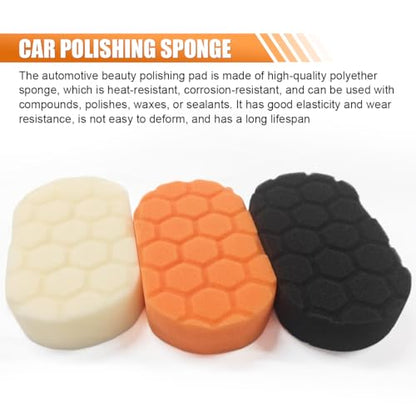 3PCS Hand Applicator Pad Kit, 2.9 × 5 Inch Wax Applicator Pads, Cutting Automotive Polishing Pad, Compound Vehicle Detailing Foam Sponge