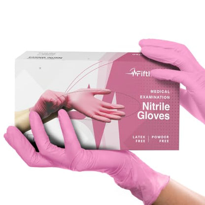 FifthPulse Fuchsia Hot Pink Nitrile Disposable Gloves -3 Mil Medical Exam Nitrile Gloves -Powder and Latex Free - size: Medium