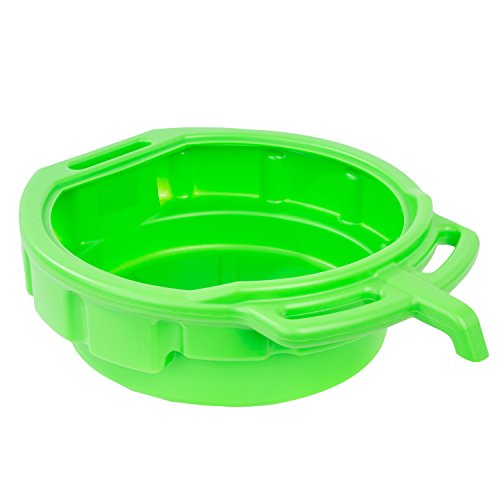OEMTOOLS 4 Gallon Oil Drain Pan Heavy Duty Polyethylene with Pour Spout | Oil Pan No-Splash Lip, 3 Ergonomic Handles, Stackable Design, Angled Pour Spout - color: Green