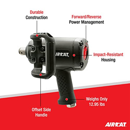 AirCAT 1870-P 1" Low Weight Pistol Impact wrench 2100 ft-lbs , Black , Medium