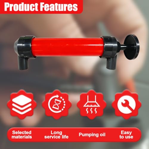 Multi-Use Siphon Fuel Transfer Pump Kit, Universal Hand Fluid Transfer Pump with Siphon Hose, Portable Automotive Oil Extractor Accessories for Gas, Liquid (Black)