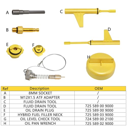 DPTOOL Metal Transmission Oil Filling Tool Compatible with Mercedes Benz 725.0 8-Speed 9-Speed Oil Change Transmission Filler Tool Adapter with Oil Level Check Tool 725 589 02 90 00, 725 589 00 90 00 - size: 8 and 9 Speed with Oil Level Check Tool