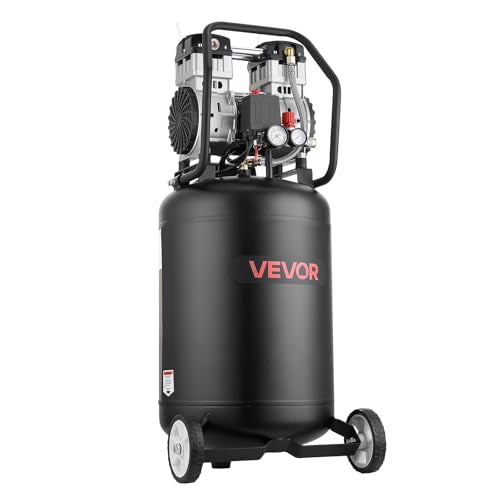 VEVOR 20-Gallon Air Compressor, 2HP 4.5 SCFM at 90PSI, Max 125PSI Pressure Oil-Free Air Compressor Tank, Portable on Wheels for Auto Repair, Tire Inflation, Spray Painting, Woodwork Nailing, 120V - size: 18.5 x 17.7 x 39.8 in