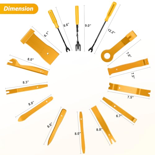 GOOACC 102Pcs Trim Removal Tool, Auto Push Pin Nylon Bumper Retainer Clip Set Fastener Terminal Remover Tool Round Handle Crowbar Kit Car/Radio Panel, Yellow - color: 102Pcs Clips+ Remover Yellow