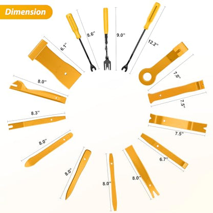 GOOACC 102Pcs Trim Removal Tool, Auto Push Pin Nylon Bumper Retainer Clip Set Fastener Terminal Remover Tool Round Handle Crowbar Kit Car/Radio Panel, Yellow - color: 102Pcs Clips+ Remover Yellow