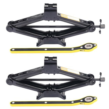 2 Pack 2T Scissor Jack for Car - 2 Ton Robust Steel Car Jack with Saving Effort Ratchet Handle, 2 Ton Load Capacity, Universal Cars Jacks Tool Kit for Auto and Trucks - size: 2 Pack