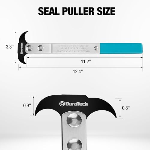 DURATECH Seal Puller with Dual-Size Hook for Seal Removal | Seal Removel Tool with Heat-Treated Steel, Blackened Head & Chrome-Plated Shaft, Comfortable Grip, Automotive & Machinery Use