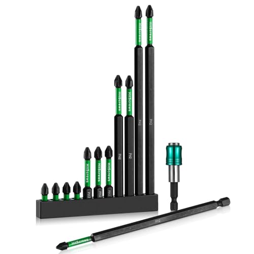PH2 Long Phillips Screwdriver Bit Set – 12 Pack Mixed Length Phillips Impact Driver Bits with High Magnetic Bit Holder, S2 Steel, 1"/2"/4"/6" Magnetic Driver Bits - size: MIX-12pcs