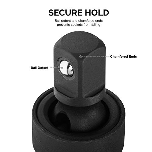 NEIKO 02430A 1/2” Drive Universal Joint Swivel Socket Adapter | Cr-Mo Impact Grade - size: 1 Piece, 1/2" DR, style: Swivel Joint