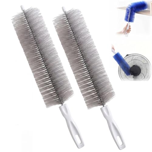 Fan Cleaning Brush, Bendable Microfiber Head, Microfiber Duster for Electric Fan and Blind, Reusable Dust Remover Washable ldeal for Electric Fans Air Conditioning, Home Car Vents, Curtain (Gray 2PCS) - color: Gray 2pcs