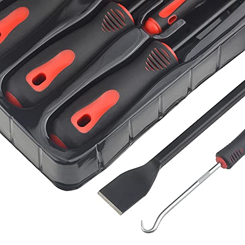 9 PCS Pick and Hook Set with Scraper for Automotive and Electronic Tool, Yellow or Red, Random Color