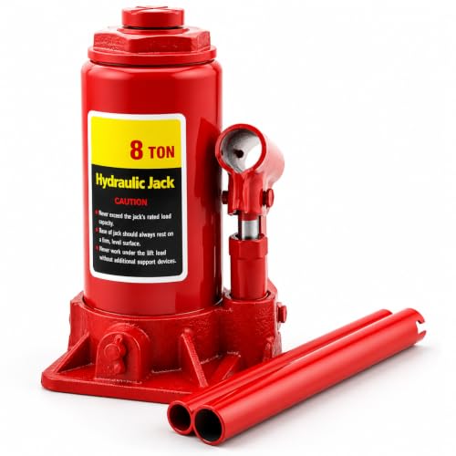 XtremepowerUS 8 Ton Hydraulic Bottle Jack, Heavy-Duty Car Lift Jack with Long Handle, 16,000 lb Capacity for Cars, SUVs, Pickup Trucks, RVs, Trailers, Garage & Auto Repair, Red - size: 8 Ton