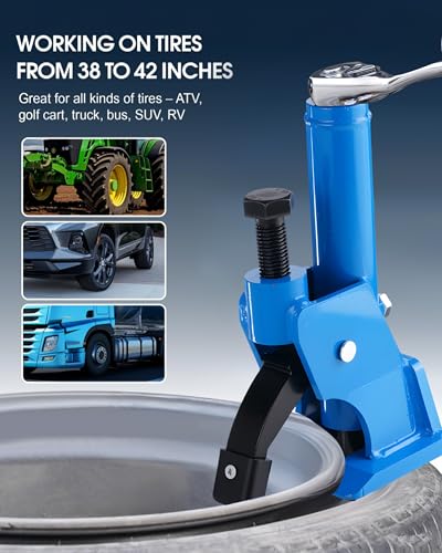 Effort-Saving Manual Tire Bead Breaker, 38"-42" Tires Changer Tool with Rubber Pad, Protect Aluminum Alloy Hubs, Easy-Operated Tire Repair Tool for Car Truck Tractor Mower ATV RV Blue - color: Blue
