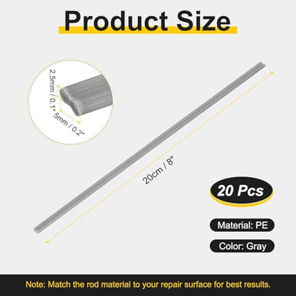HARFINGTON 2set(10pcs) Plastic Welding Rods 8inch PVC Welding Strips Welder Rods for Car Bumper Kayak Daily Repair Plastic Welder Car Bumpers, Gray - color: Gray, size: 8inch
