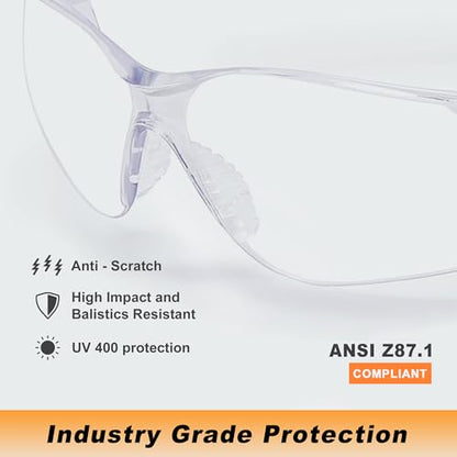 ProtectX Safety Glasses for Men & Women, Safety Sunglasses with Anti-Fog Scratch Resistant Lenses, Non-Slip Grips, ANSI Z87.1 - color: Olympus Clear 3 Pk