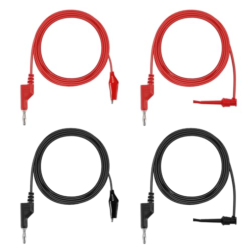 Sumnacon Multimeter Test Lead Set - Stackable Banana Plug to Test Hook, Banana Plug to Alligator Clips Test Cable Kit, Flexible Silicone Electrical Test Wire Leads with Protective 6.6 Ft/2M - size: 6.6 Ft/2M