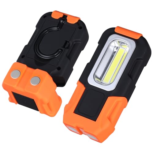 TORCHSTAR 2-Pack Portable LED Work Light, Hanging Hook, Magnetic Flashlight | Battery Operated, COB Pocket Work Lights for Car Repairing, Emergency, Hiking, Camping