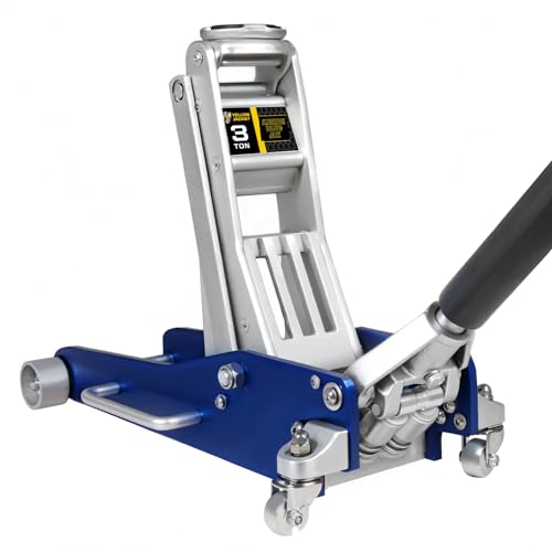 YELLOW JACKET 3 Ton Floor Jack Full Aluminum Ultra Lightweight Quick Rise Racing Floor Car Jack with Dual Pump Fast Lifting Low Profile Jack for Vehicle,6600 lbs Capacity - color: Aluminum, size: 3T dual pump lightweight