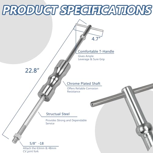 Inner CV Axle Puller Tool Set with 5/8"-18 Slide Hammer & Adapter Front Wheel Drive Axle Puller Slide Hammer Set