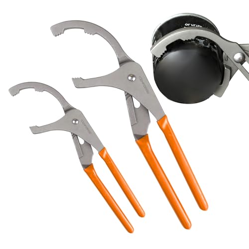 Oil Filter Wrench Set, 9" & 12" Adjustable Filter Pliers with Non-Slip Grip for Cars, Trucks, Motorcycles & Heavy Equipment (2-Piece Heavy Duty Set) - size: 2-Piece Set (9" & 12")