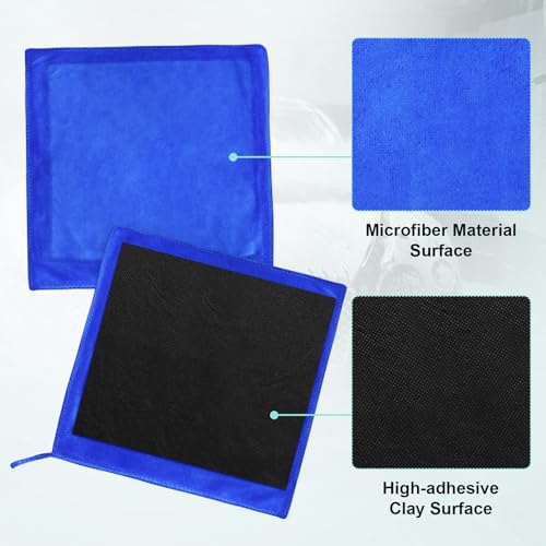 2Pcs Clay Towels Microfiber Clay Bar Towel & Rag, Blue | Dual-Sided, Car Detailing Cloth, For Car Detailing - color: Blue