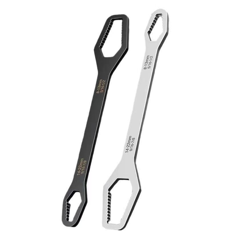 2 pcs Universal Torque Wrench, Self Adjusting Tightening Double Ended, 3-17mm & 8-22mm Self-Tightening Wrench, For Home, Car, Factory,Repair (White+Black)