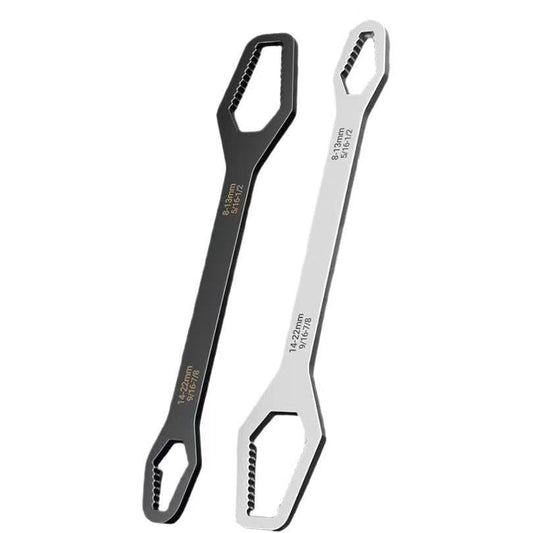 2 pcs Universal Torque Wrench, Self Adjusting Tightening Double Ended, 3-17mm & 8-22mm Self-Tightening Wrench, For Home, Car, Factory,Repair (White+Black)