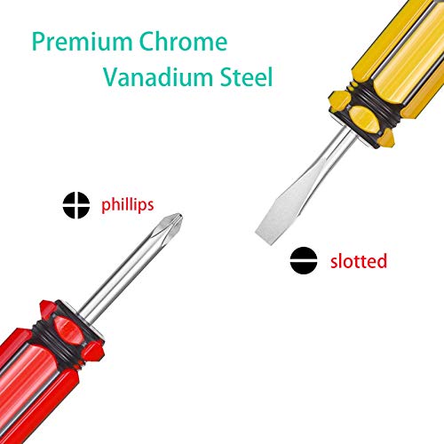 Short Screwdriver Set: Two-Color Small Handle Stubby Screwdriver - Phillips & Flat Head - size: Pocket Size