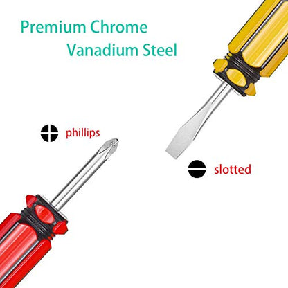 Short Screwdriver Set: Two-Color Small Handle Stubby Screwdriver - Phillips & Flat Head - size: Pocket Size