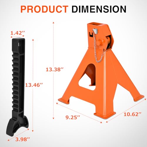 Nilight 6 Ton Jack Stands, Double Locking Heavy Duty Steel 12,000 lbs Capacity, Adjustable 15.35"-23.22" Height for SUV Sedan Pickup Light Truck, 2 Pack - size: 6T