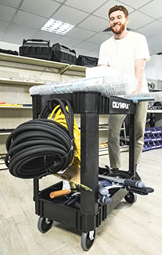 Olympia Tools 87-884-917 Indoor Outdoor Heavy Duty Rolling Utility Cart with 2 Shelves and 500 Pound Capacity for Home, Industrial, Retail, and Commercial Use, Black - size: 500 Lb