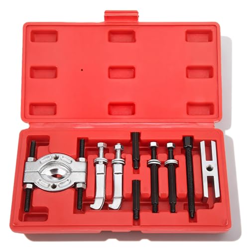 Bearing Separator and Puller Set, 9 Pieces Portable Bearing Puller Kit Heavy Duty Bearings Splitter Tool Kit with Red Case
