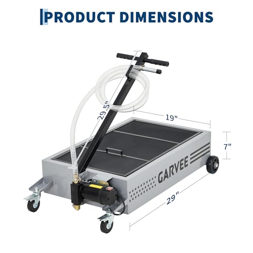 20 Gal Oil Drain Pan with 8.2ft Hose High-Flow Electric Pump | with Electric Pump, Wheels & Folding Handle, Oil Drain Tank for Cars, SUVs, Trucks, Buses, RVs - color: National Flag-Silver, size: 20 Gal with Electric Pump