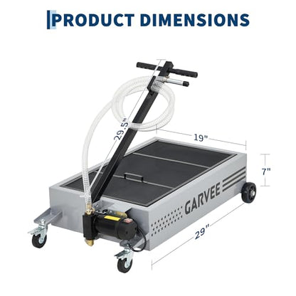 20 Gal Oil Drain Pan with 8.2ft Hose High-Flow Electric Pump | with Electric Pump, Wheels & Folding Handle, Oil Drain Tank for Cars, SUVs, Trucks, Buses, RVs - color: National Flag-Silver, size: 20 Gal with Electric Pump
