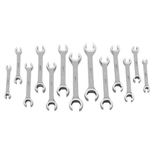 Grip 13 pc Complete Flare Nut Wrench Set Metric & SAE - Chrome Vanadium Steel - 15 degree offset - Storage Pouch - 6mm x 8mm up to 22mm x 24mm, 1/4" x 5/16" up to 7/8" x 1"