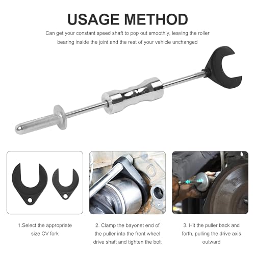 Inner CV Joint Puller Slide Hammer Front Wheel Drive Axle Half Shaft Removal Tool Kit Heavy Duty 10 Pounds Slide Hammer 63mm 48mm CV Joint Fork Adapter Attachments