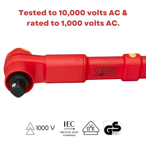 FESA Electrician Insulated Torque Wrench - (1/2" Drive, 20-100 Nm Range) | w/Easy Torque Adjustment & Scale Display - Each Insulated Wrench Has ID for Traceability - style: 1/2" Drive, 20-100 Nm Range