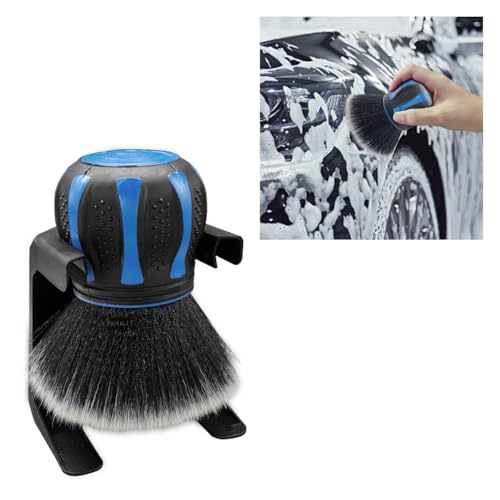 Car Detailing Brush, Ultra Soft Bristles XL Synthetic Brush, Auto Interior Dusting Brush with Storage Rack, Car Cleaning Tool for Vehicle Air Conditioner Vents, Dashboard, Leather (Blue) - color: Blue