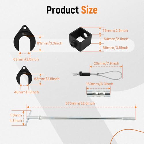 maXpeedingrods Inner CV Axle Puller Removal Tool, CV Axle Puller Tool with 4lbs Slide Hammer and Adapter Front Wheel Axle Half Drive Shaft Removal Tool Kit - style: 6 Pcs