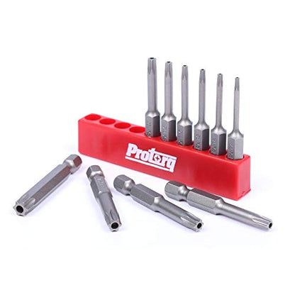 Protorq TORX Tamper Resistant Bits - Security TORX & Star Bits (T7-T40), 50mm, 10-Piece Set, High Grade S2 Steel - size: 10pc 2 in. Torx Security