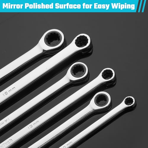 DURATECH 12mm Extra Long Ratcheting Wrench, Metric, CR-V Steel - size: 12mm