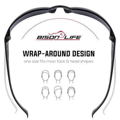 BISON LIFE Clear Safety Glasses – ANSI Z87.1 Certified Scratch & Impact Resistant Eye Protection Goggles for Men & Women - color: Black/Black